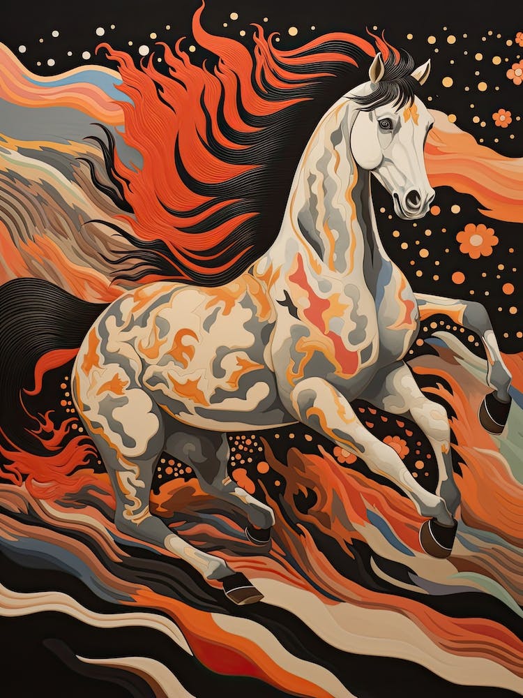 A Horse Painting In The Style Of Decalcomania 4