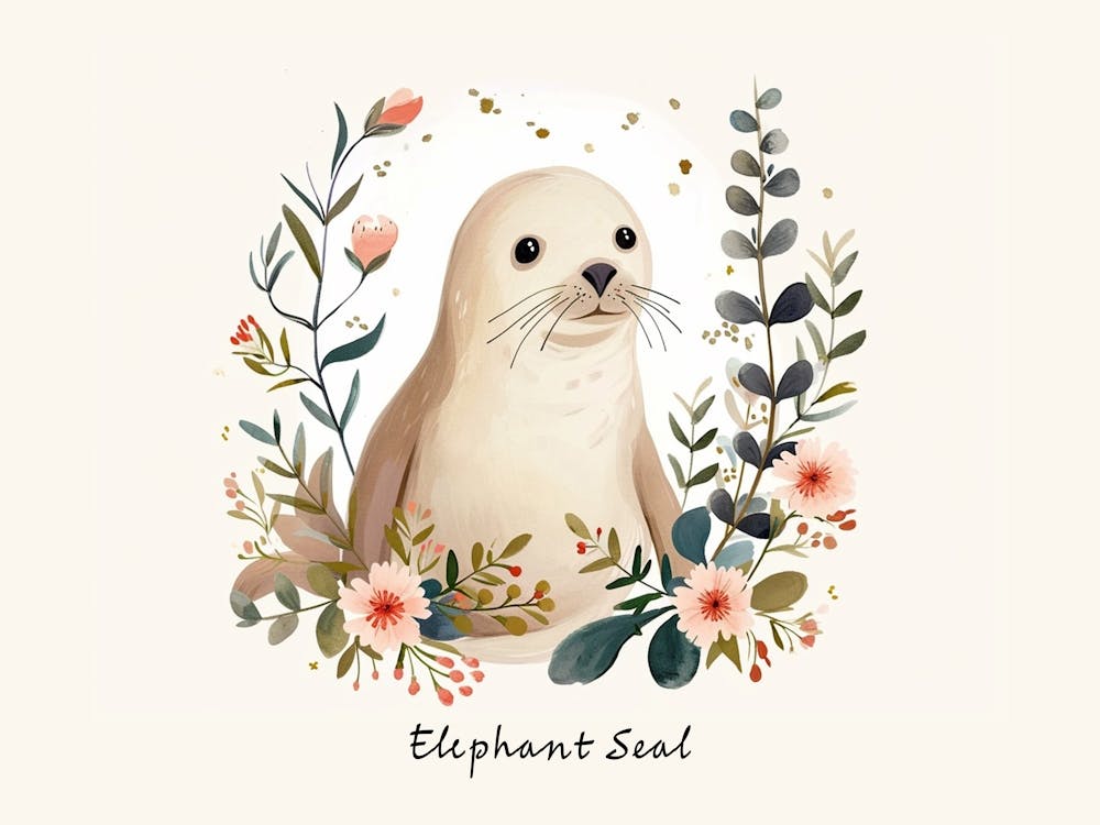 Little Floral Elephant Seal 4 Poster