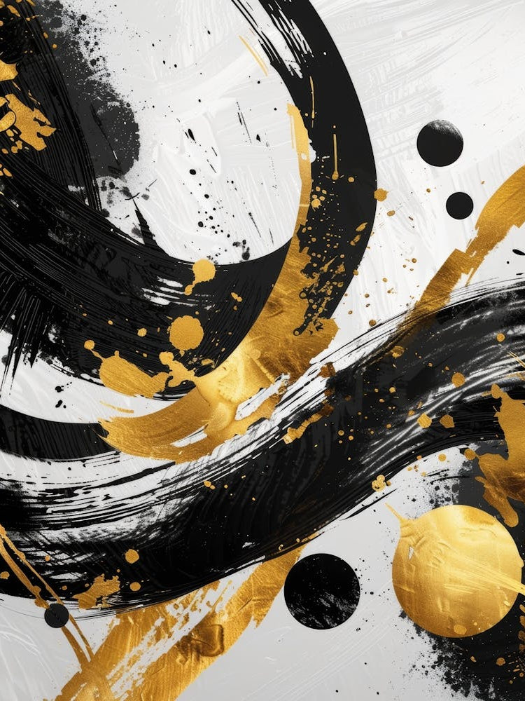 Abstract Gold And Black Painting 33