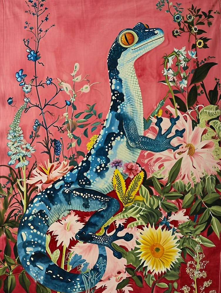 Floral Animal Painting Gecko 1