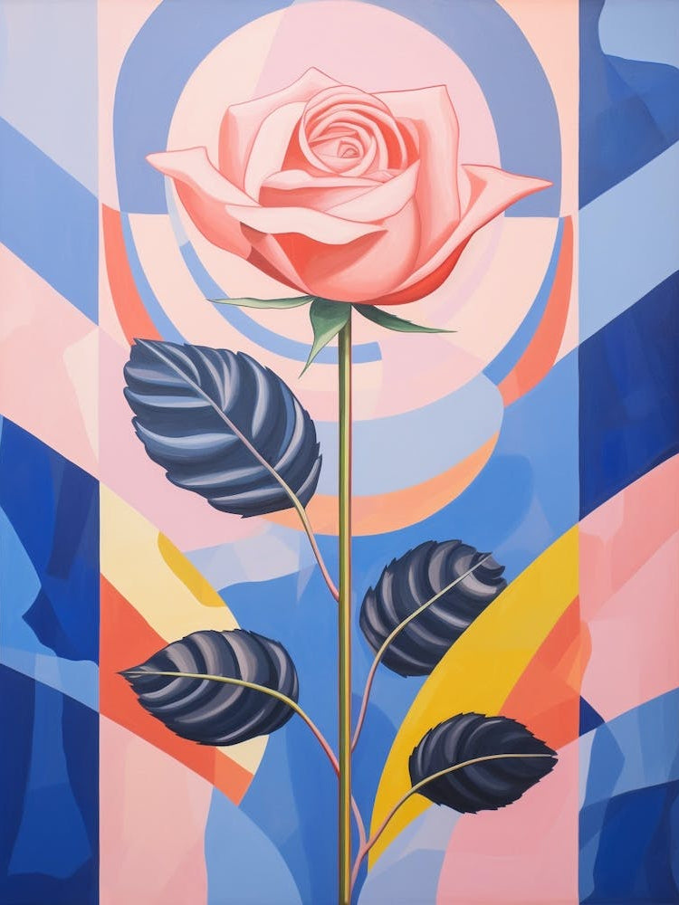 Rose 5 Hilma Af Klint Inspired Pastel Flower Painting