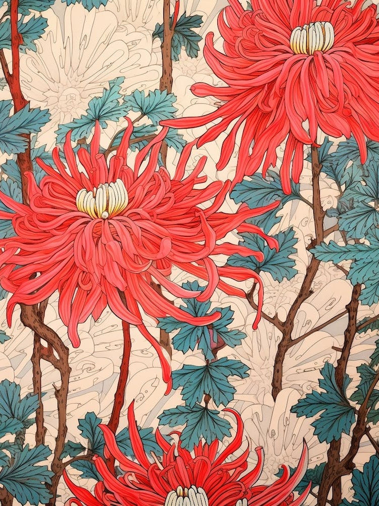 Red Spider Lily Pattern Illustration