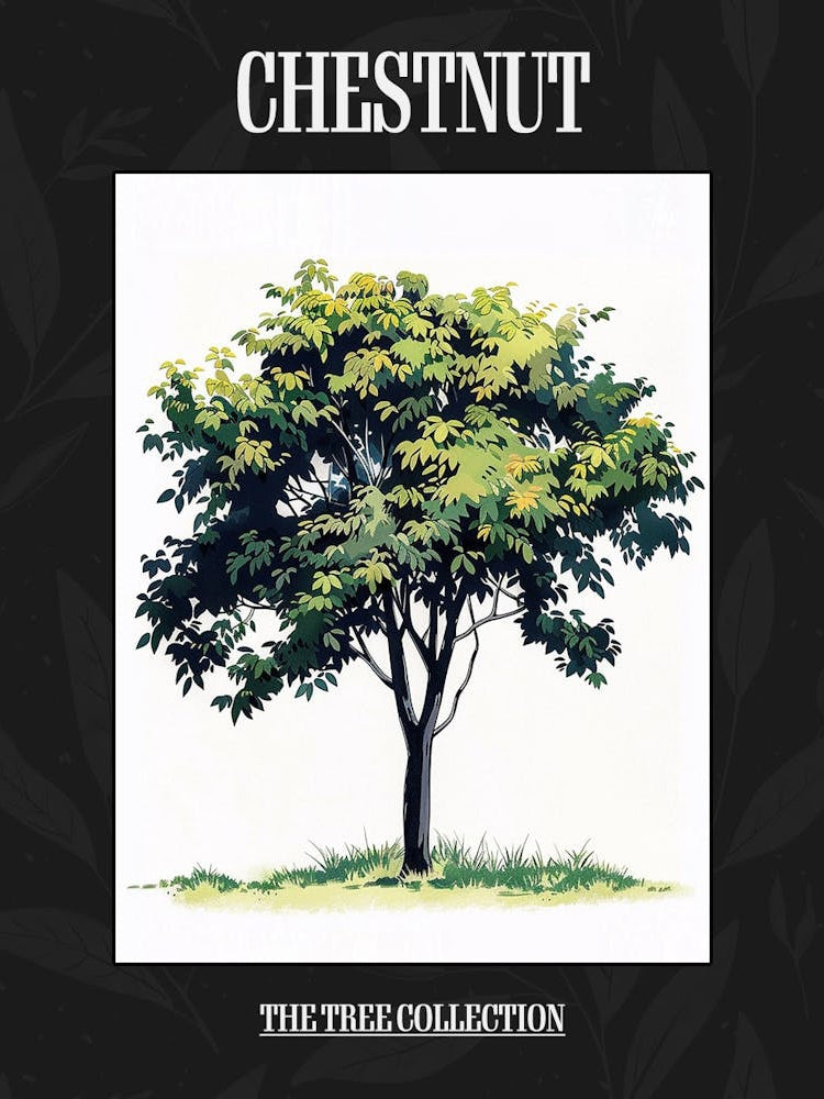 Chestnut Tree Pixel Illustration 4 Poster