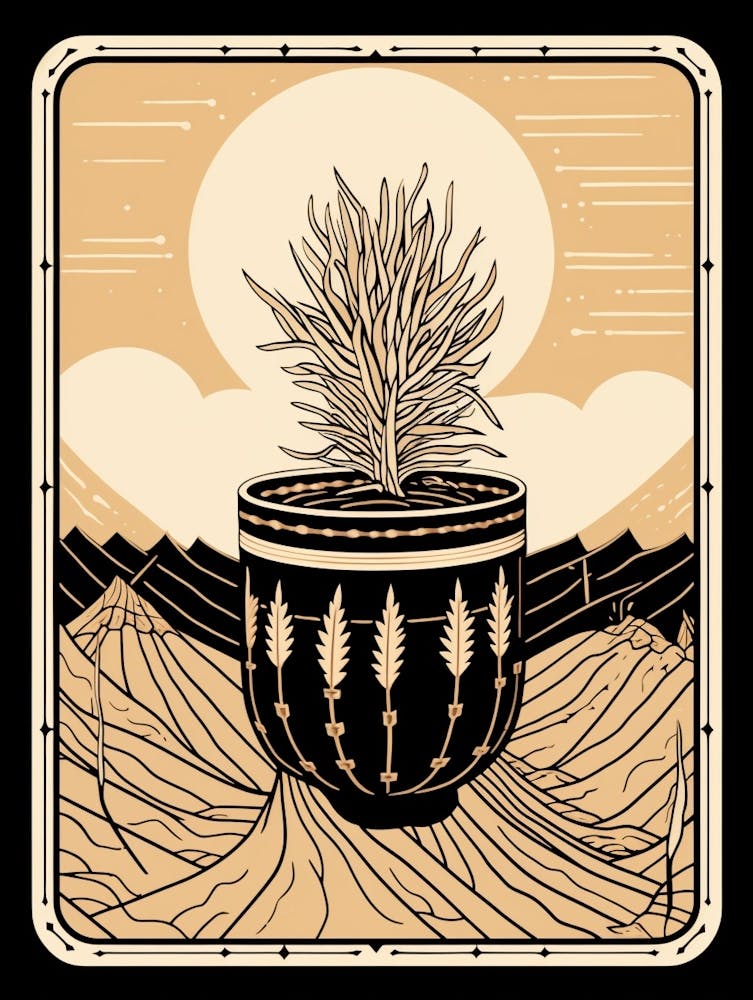 B&W Cactus Illustration Golden Barrel Cactus 3