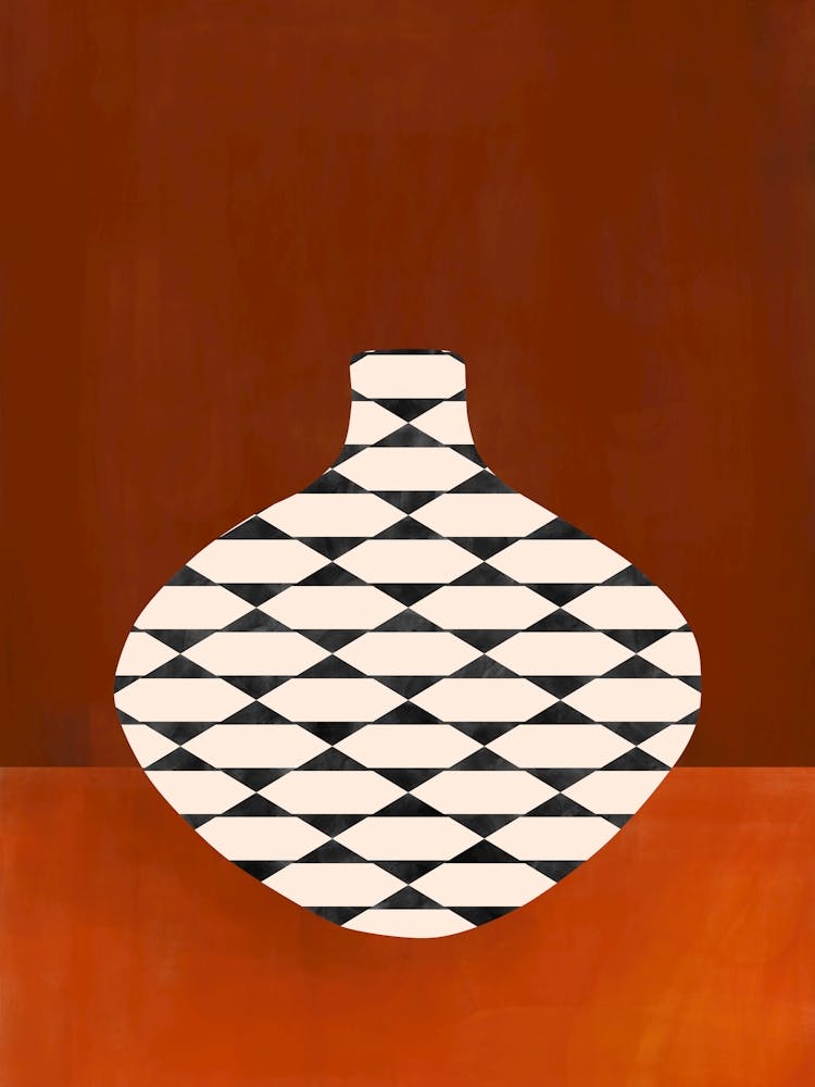 Black And White Vase On Red Background
