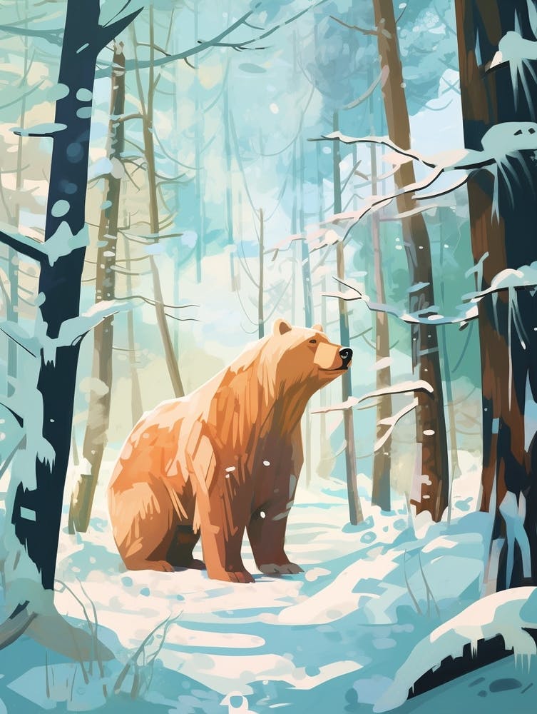 Winter Brown Bear 4 Illustration