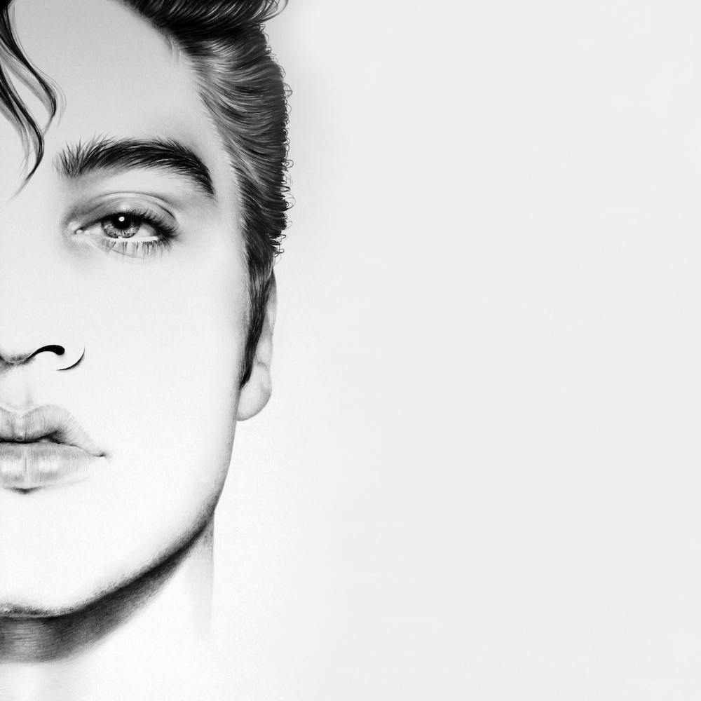 Elvis Presley Half Series Minimal Portrait Black and White Monochrome Traditional Art