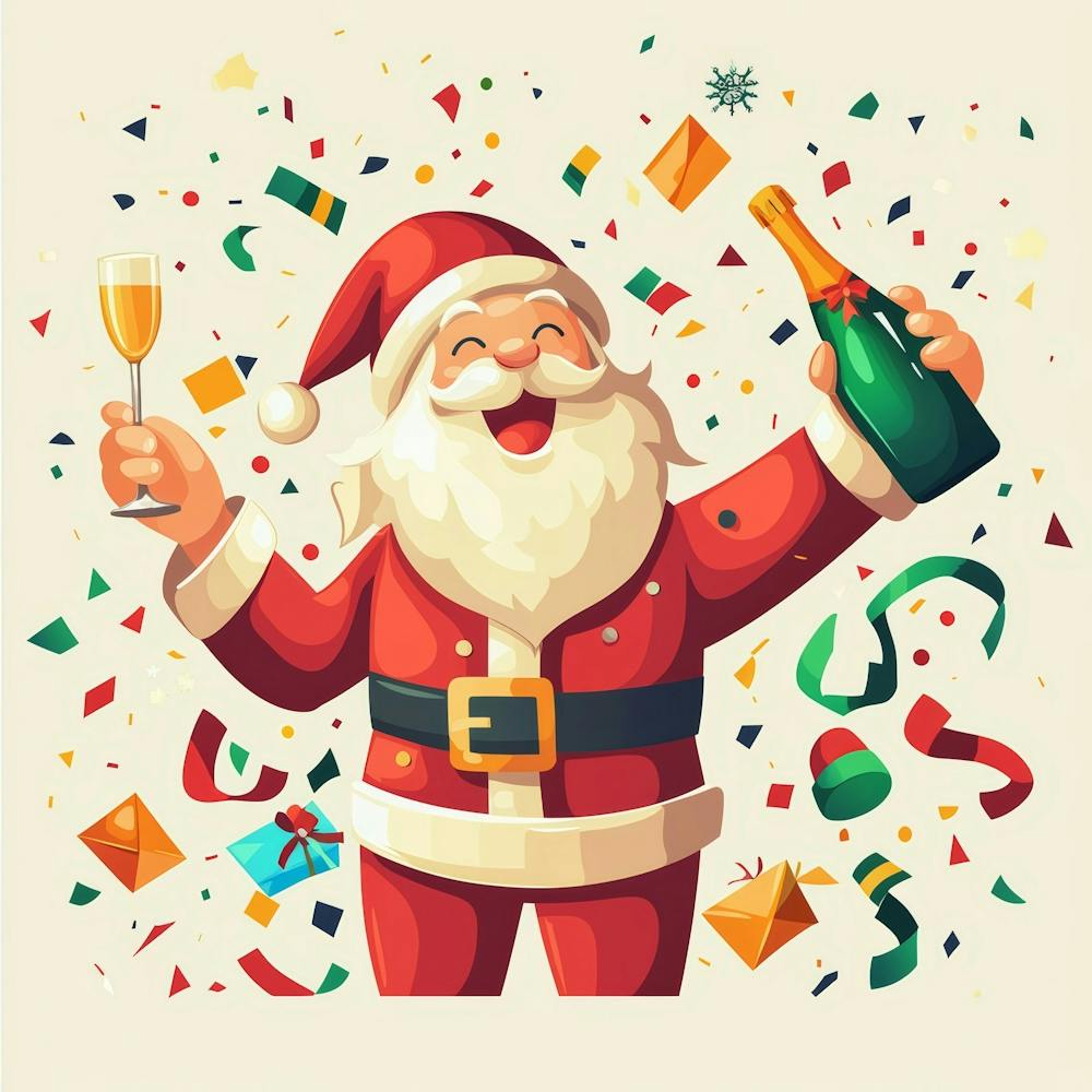 Santa Claus With Champagne 1