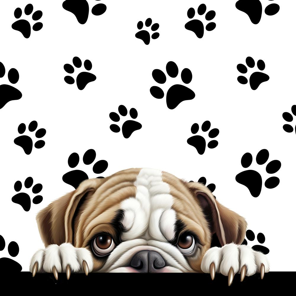 Bulldog Peeking Over The Wall