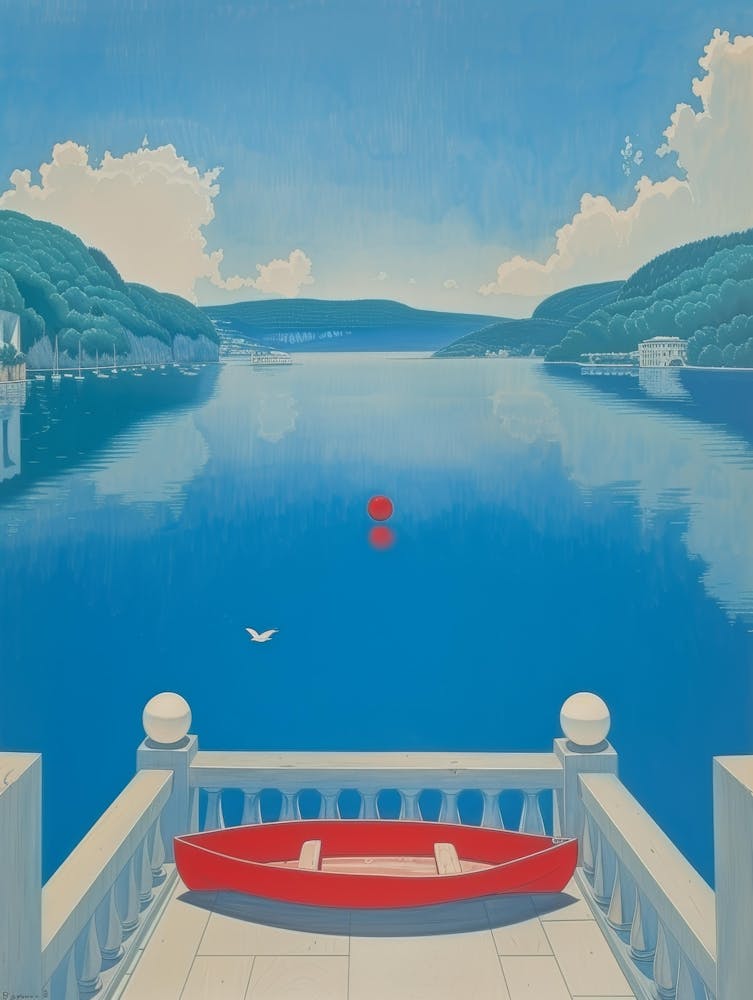 Bateau Rouge Sur Le Lac