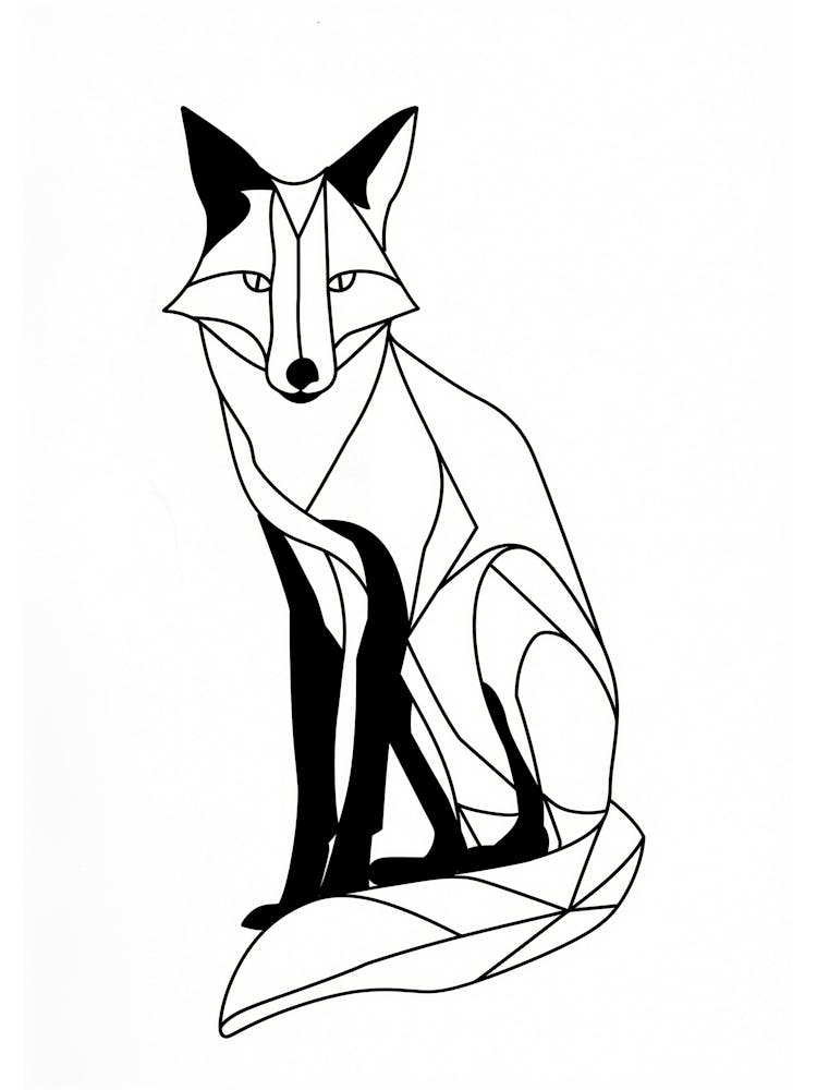 Geometric Fox animal lines art