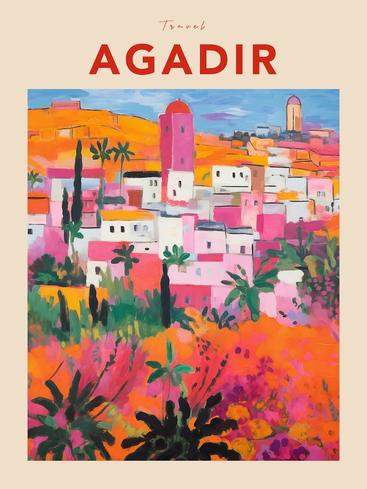 Agadir Morocco 2 Fauvist Travel Poster