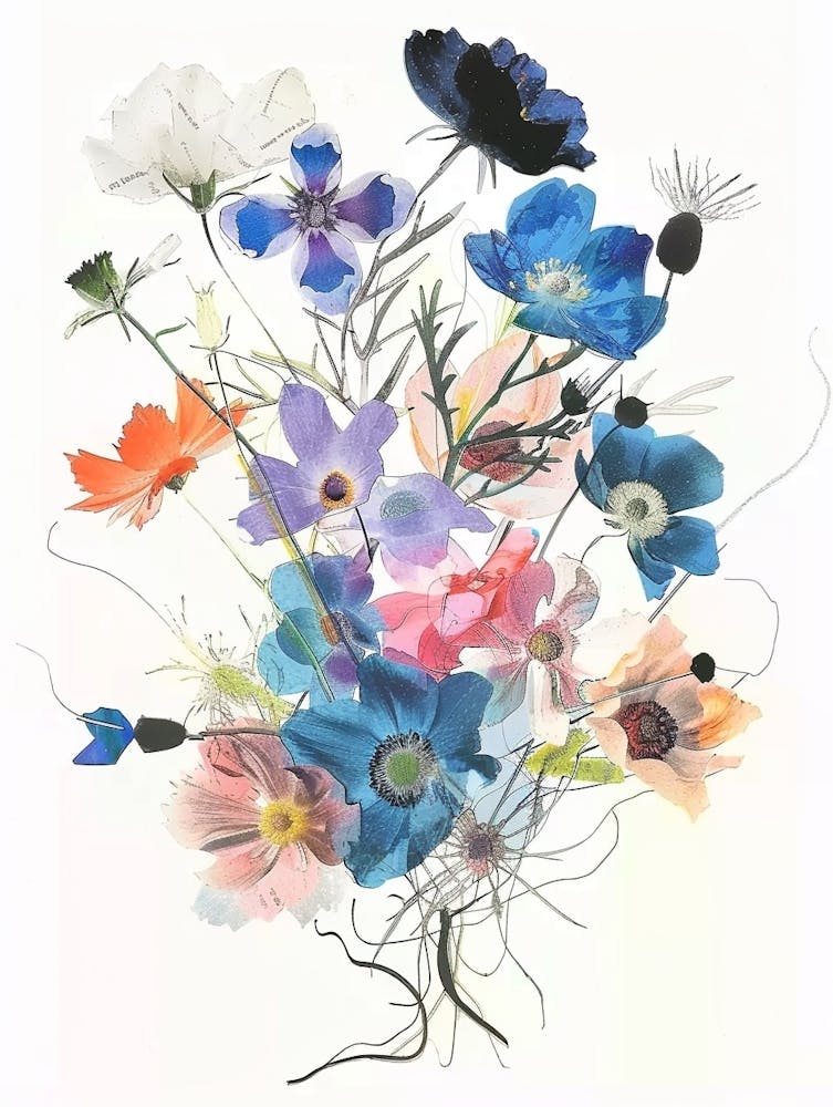 Nigella 2 Collage Flower Bouquet