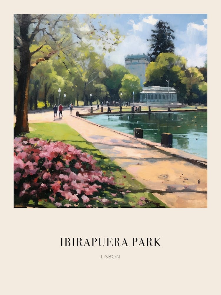 Ibirapuera Park Lisbon Portugal 2 Vintage Cezanne Inspired Poster