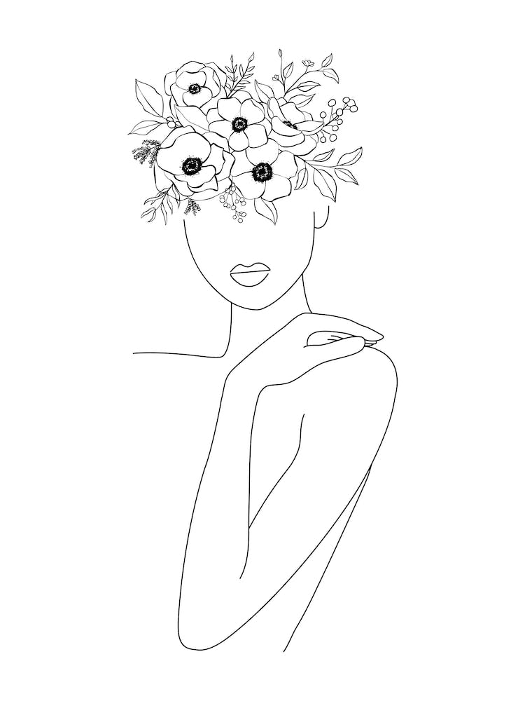 Flower Girl Line Art
