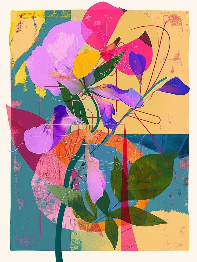 Sweet Pea 1 Neon Flower Collage