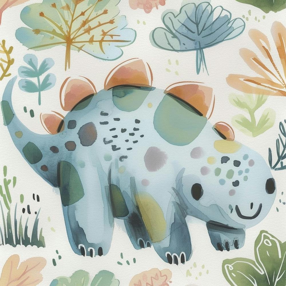 Cute Muted Pastels Ankylosaurus Dinosaur 2