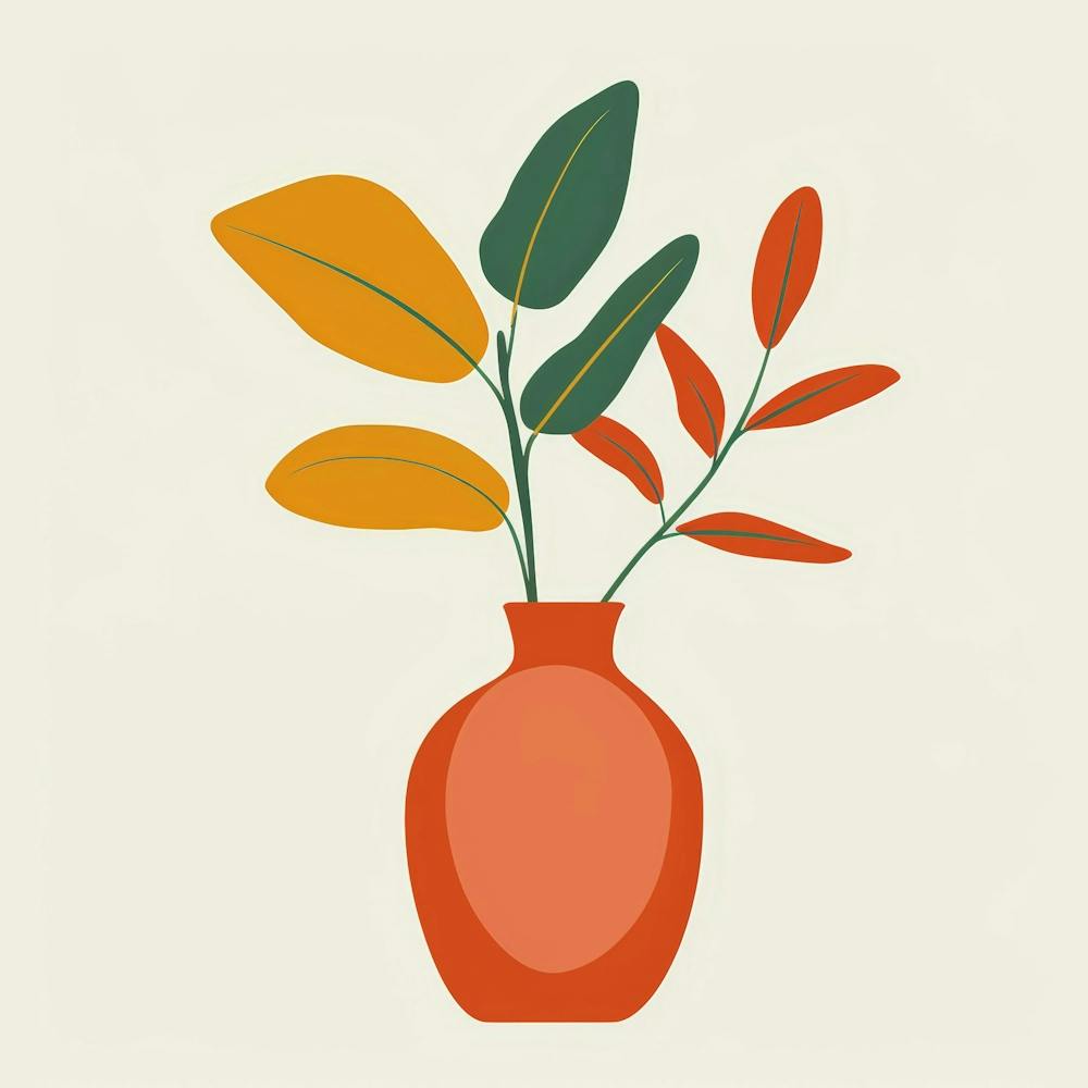 Vase With Leaves 5