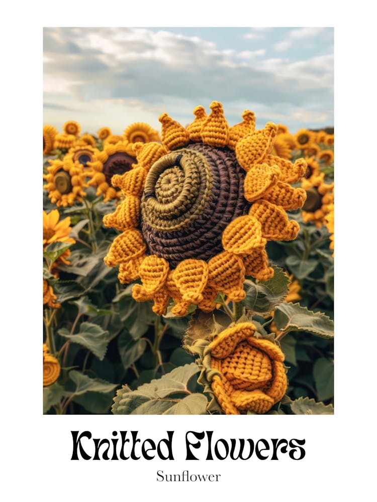 Knitted Flowers Sunflower 4