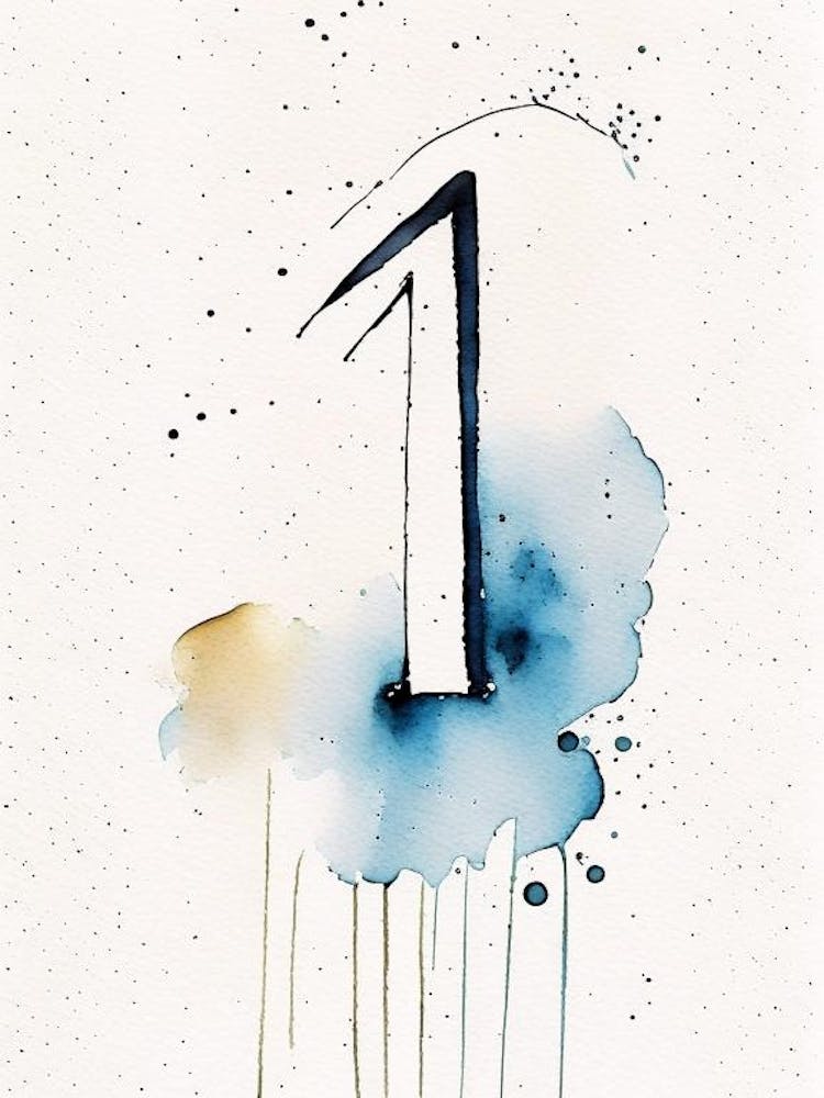 1, Number, Education Minimalist Watercolour 2