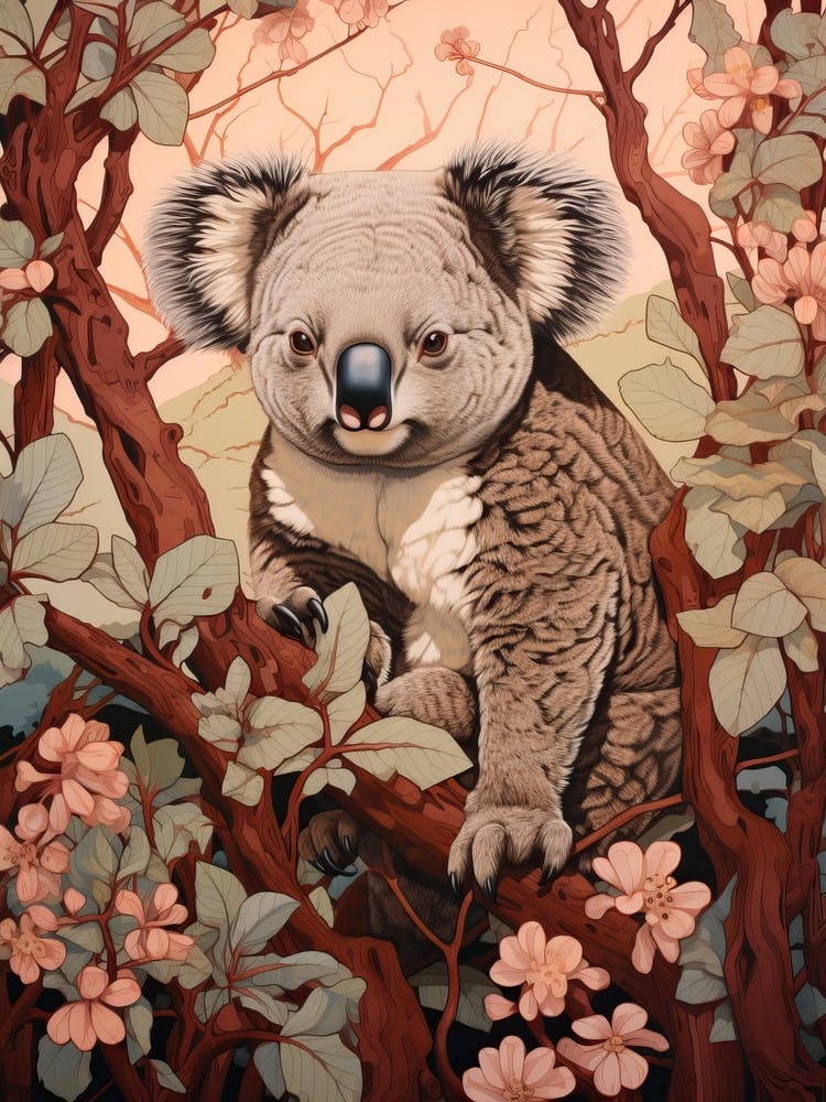 Koala Animal Drawing In The Style Of Ukiyo E 3