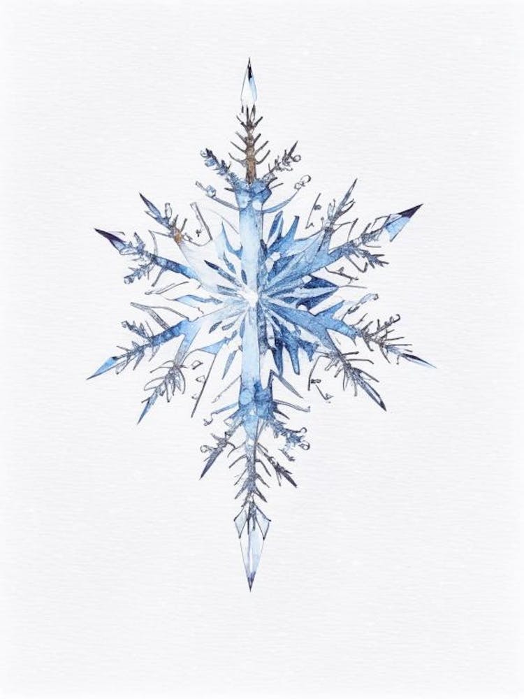Crystal, Snowflakes, Pencil Illustration 1