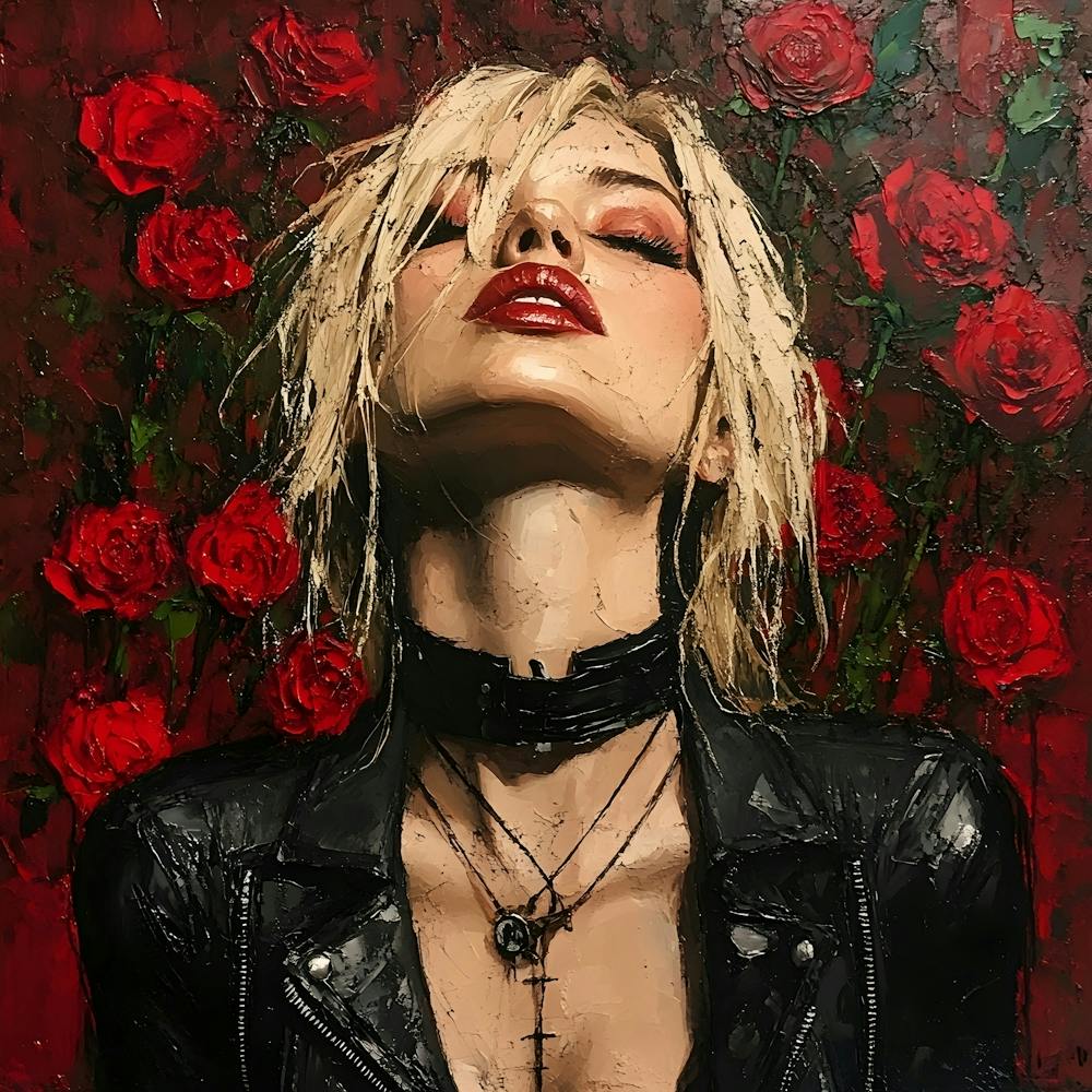 Punk Blonde With Roses 2