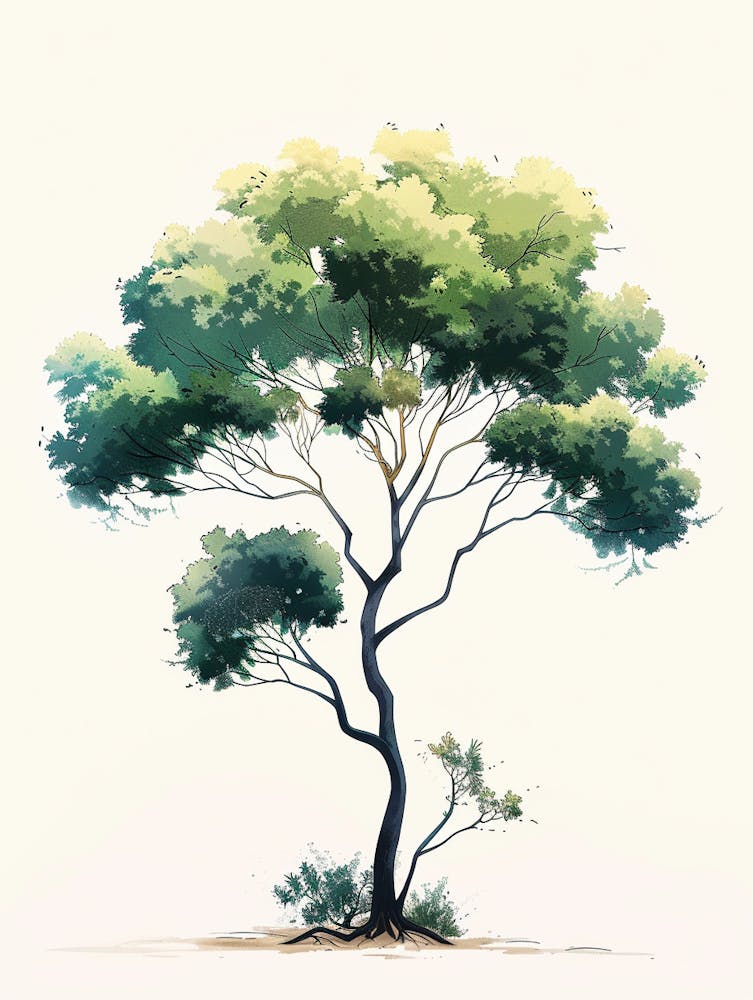 Acacia Tree Pixel Illustration 4