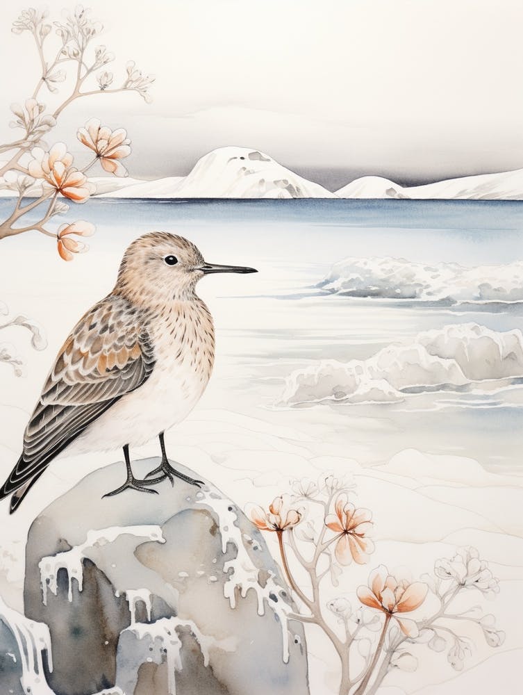Wintervogel-Gemälde Alpenstrandläufer 4