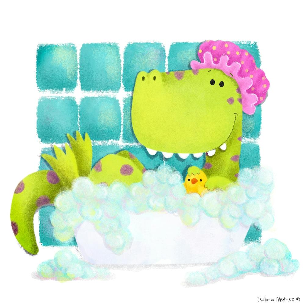 Dinosaur Bubble Bath Square