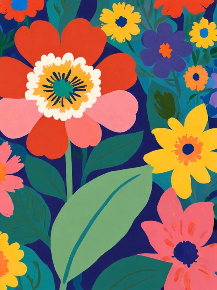 Flowers On A Blue Background