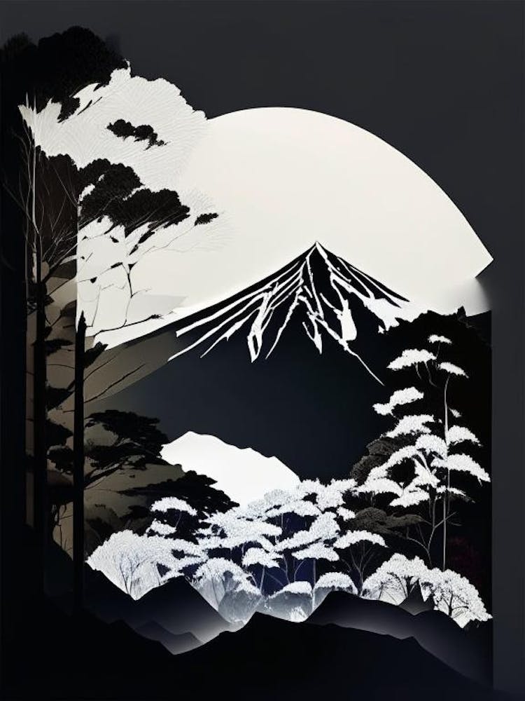 Fuji Hakone Izu Nationalpark Japan Scherenschnittpapier