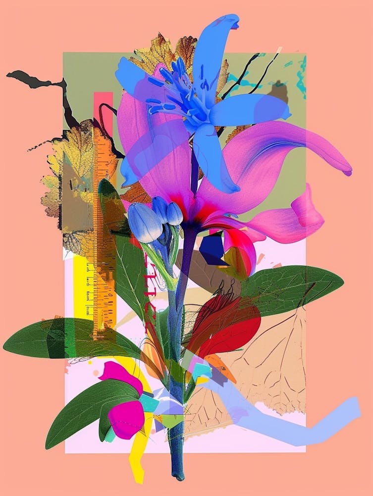 Bluebell 4 Neon Flower Collage