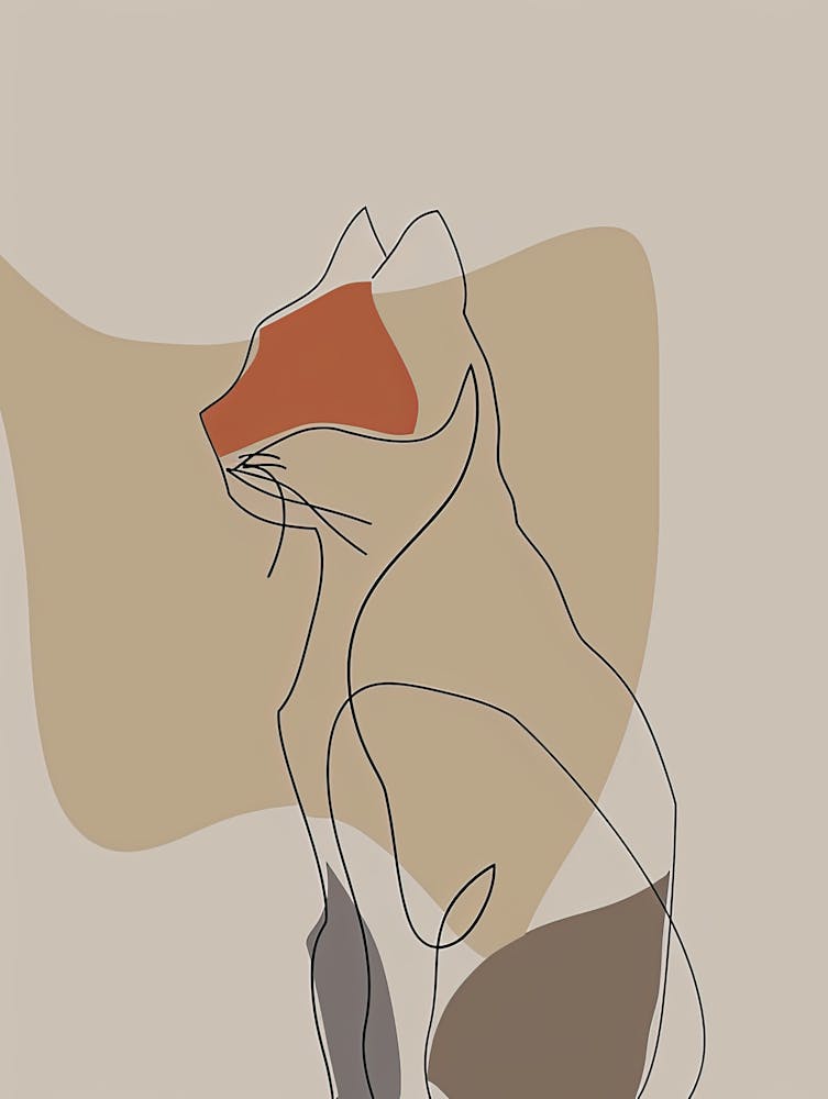 Katze - Boho, Strichzeichnung 4