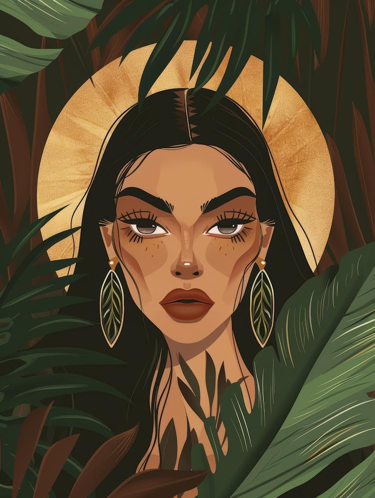 Afro-American Woman In The Jungle