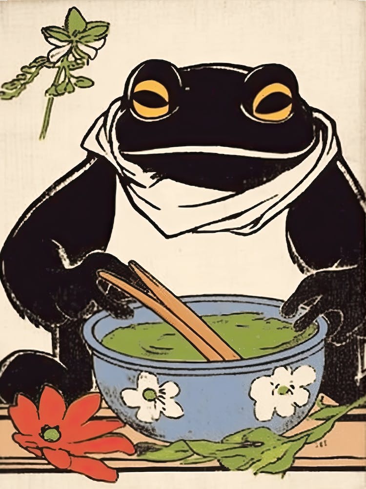 Frog Eating Ramen,  Matsumoto Hoji Inspired Japanese 3