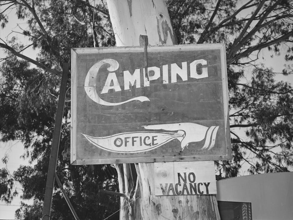 Sign Of Trailer Camp Saying No Vacancy, San Diego, California, These Signs Are Frequently Encountered In An