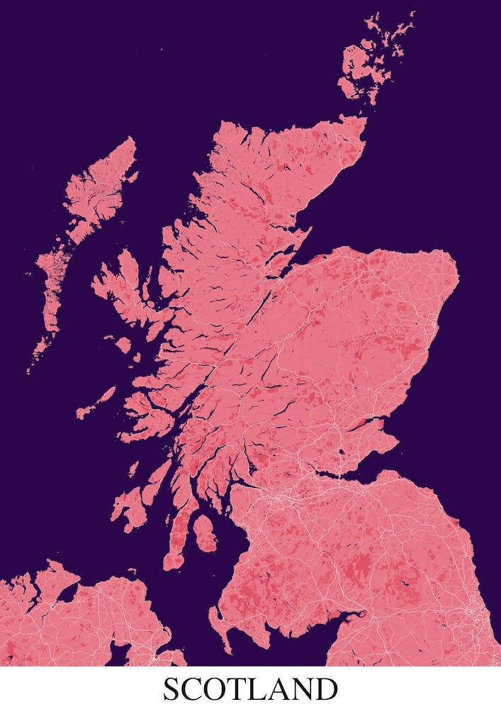Scotland Pink Purple Map