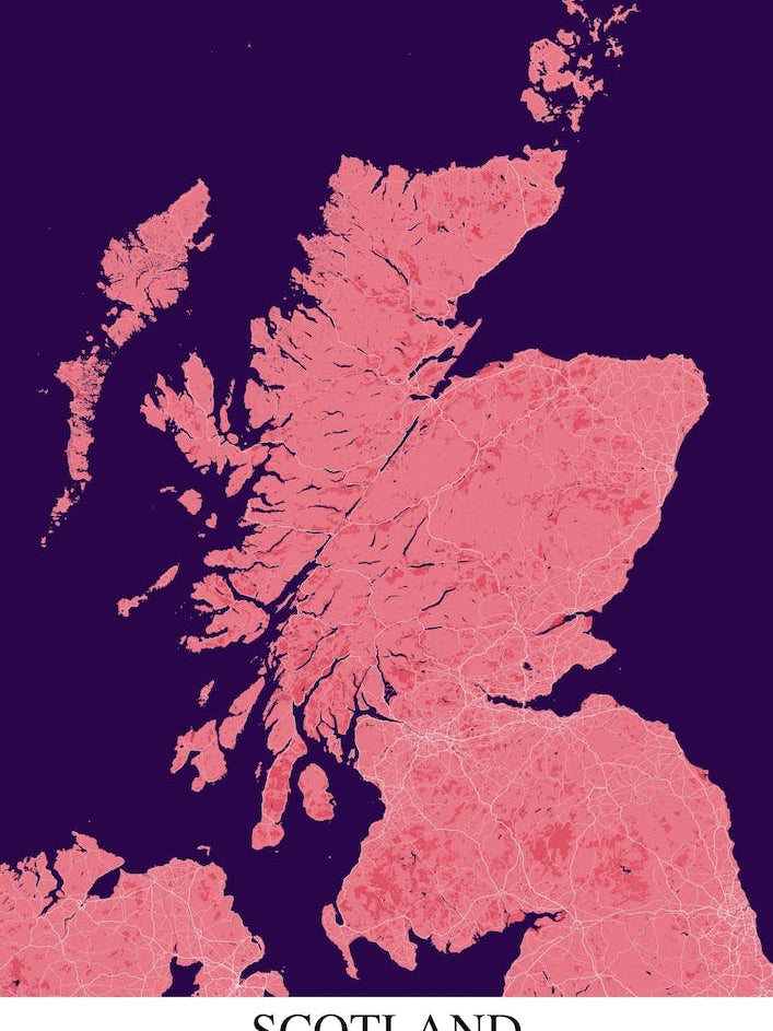 Scotland Pink Purple Map