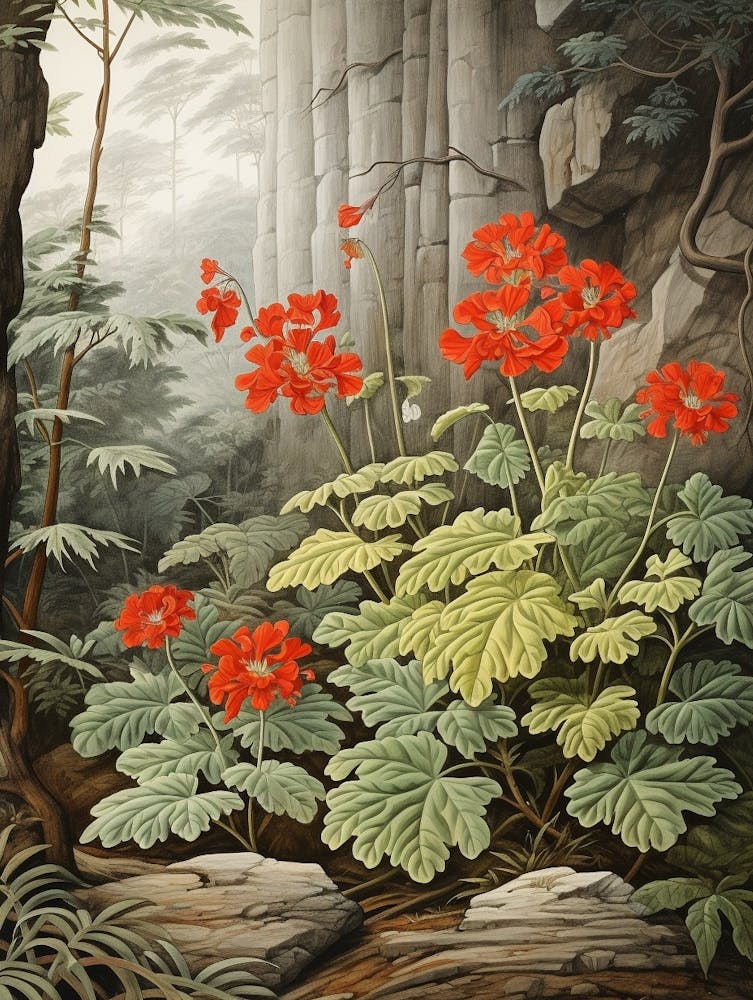 Vintage Jungle Botanical Illustration Jungle Geranium 3