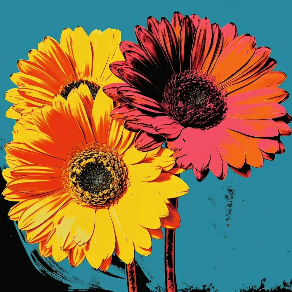 Andy Warhol Style Pop Art Flowers Calendula 2 Square