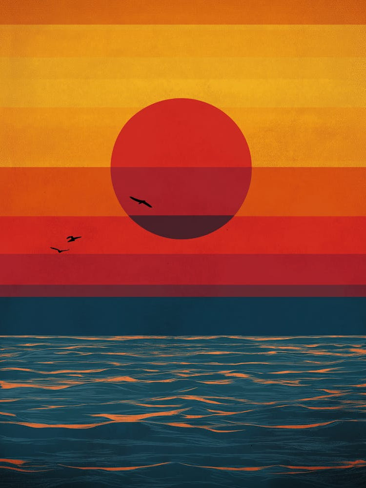 Abstract Colorful Sunset Landscape