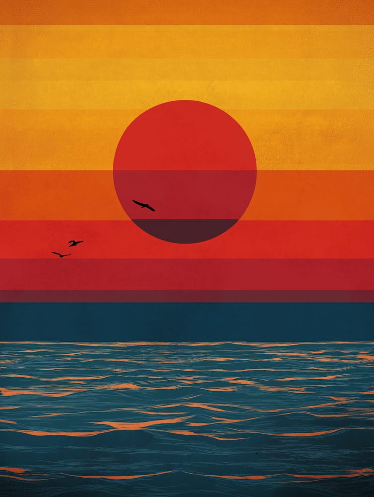 Abstract Colorful Sunset Landscape