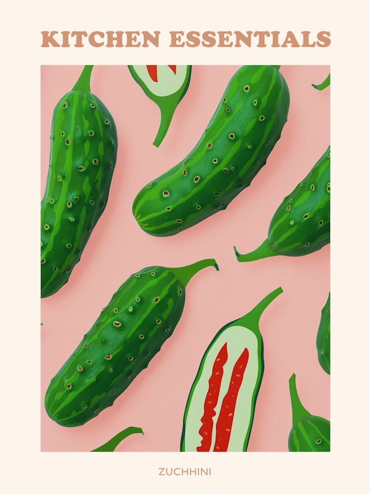 Zucchini Pattern Illustration 1 Poster