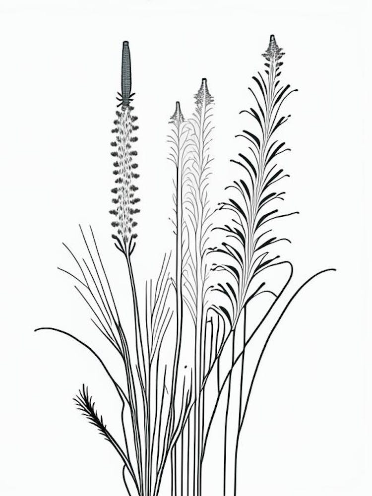 Horsetail Herb William Morris Inspired Line Drawing 2