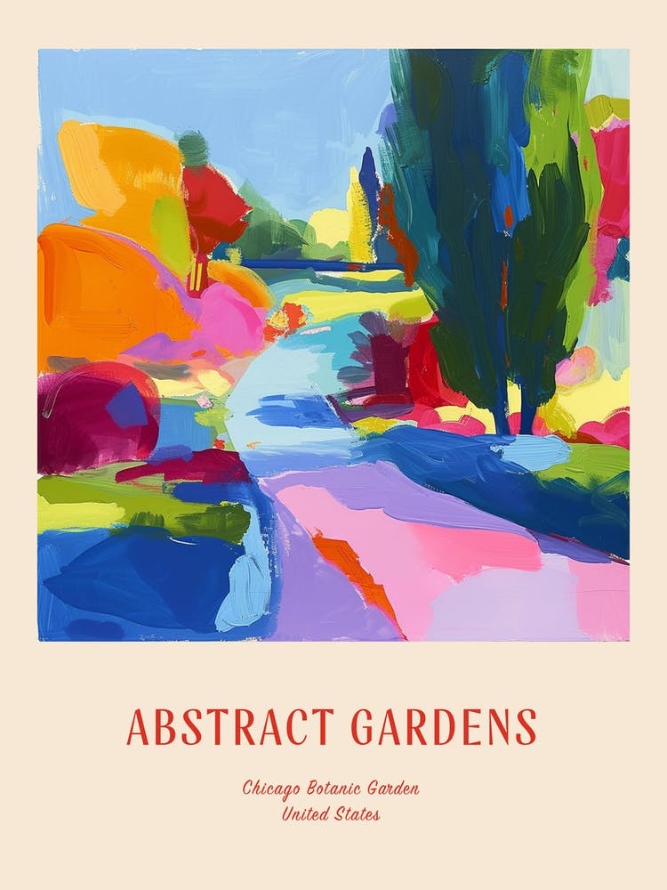 Colourful Gardens Chicago Botanic Garden Usa 1 Red Poster