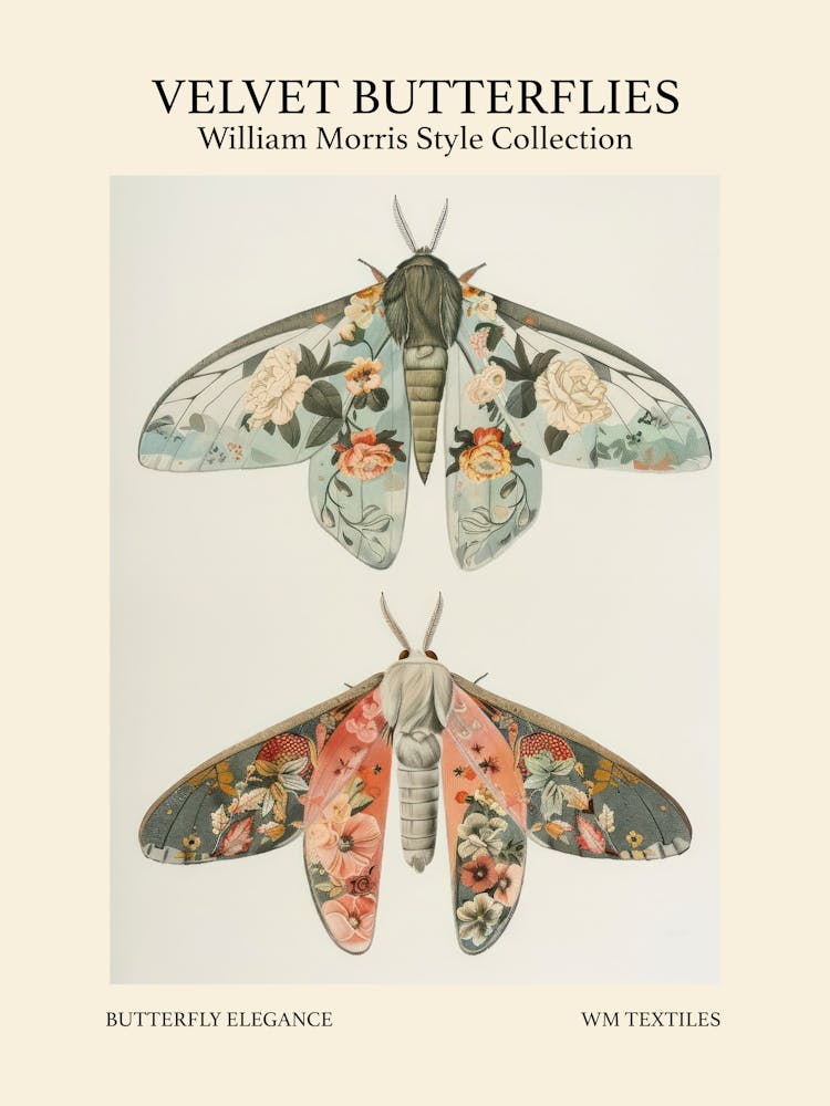 Velvet Butterflies Collection Butterfly Elegance William Morris Style 4
