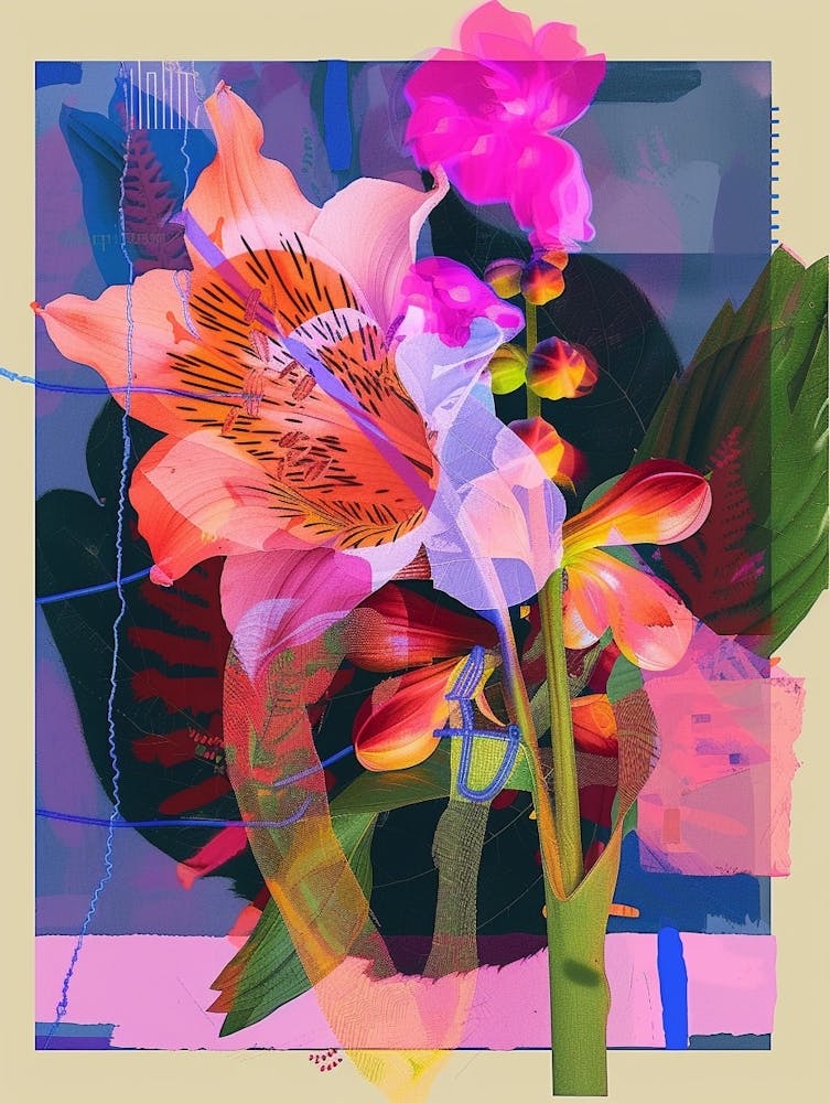 Glockenblumen 3 Neon Blumen Collage