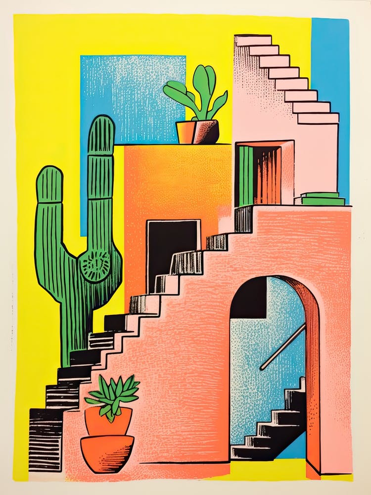 A House In Athens, Abstract Risograph Style 2