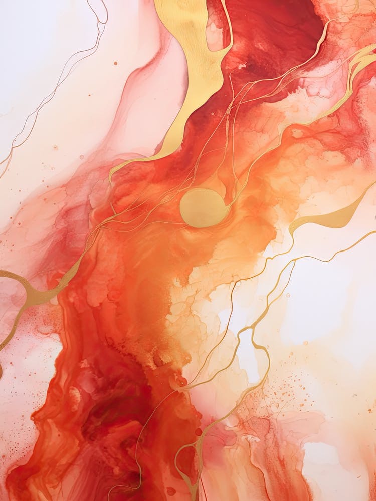 Red, Orange, Gold Flow Asbtract Painting 2